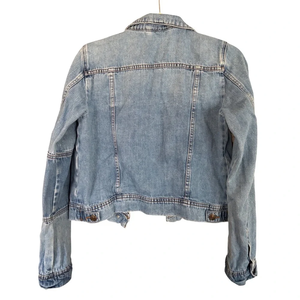 Free‎ People Rumors Denim Jacket Light Indigo Paneled Seams Size S - Picture 8 of 10